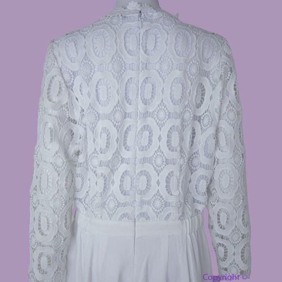 NEW Eloquii white Lace Wide Leg long sleeves Jumpsuit, women's size 24 - Picture 9 of 16
